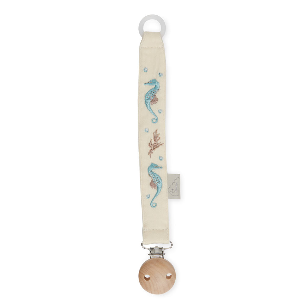 Embroidered Pacifier Holder - GOTS - Sea Garden