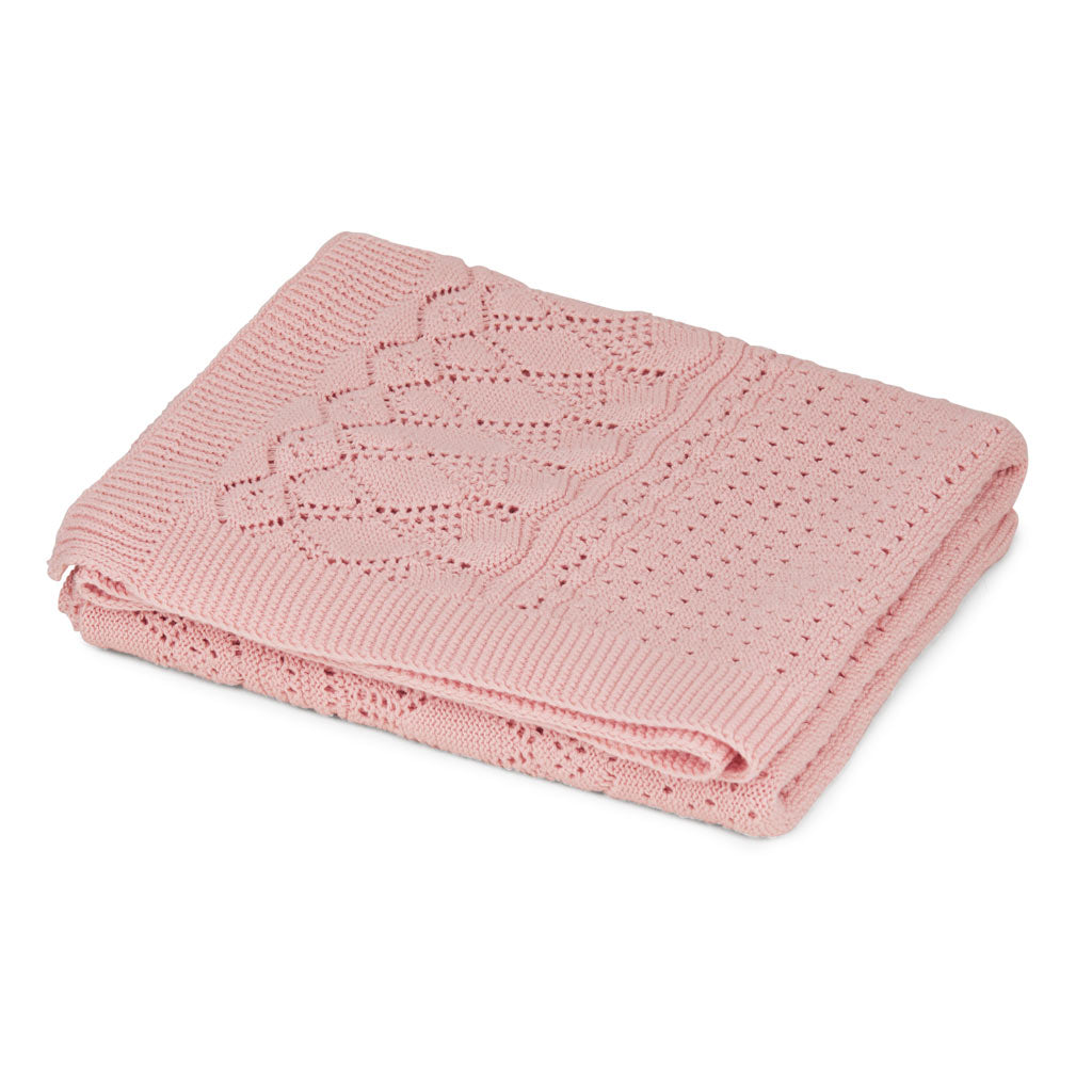 Pointelle Baby Knit Throw - GOTS - Sorbet