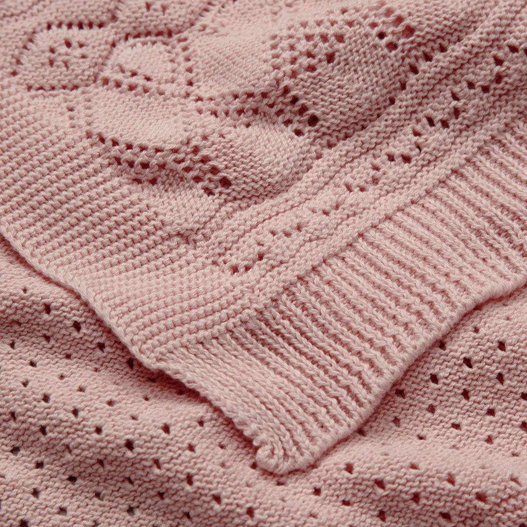 Pointelle Baby Knit Throw - GOTS - Sorbet