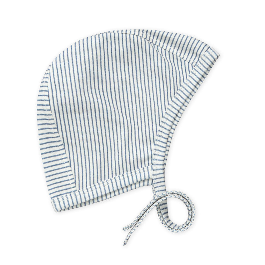 Baby Bonnet 0-3M - GOTS - Classic Stripes Blue