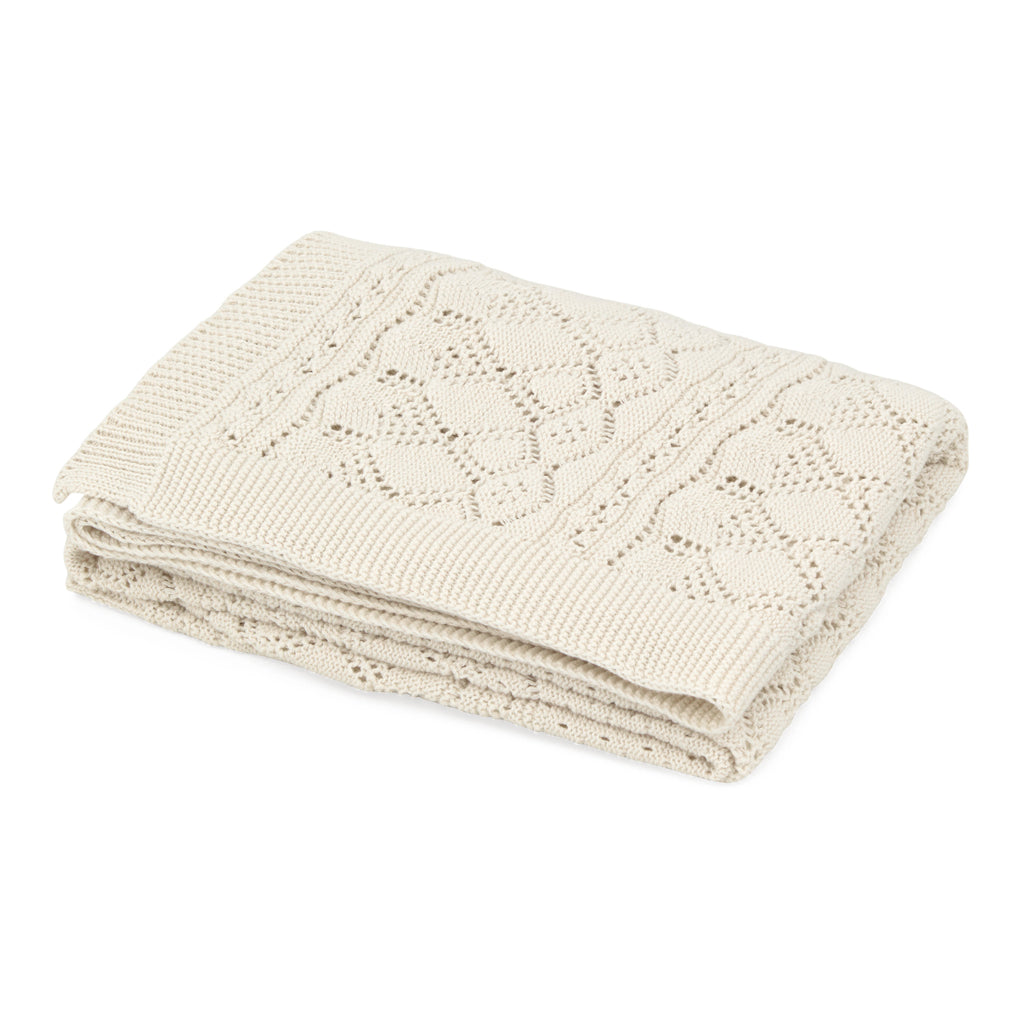 Pointelle Baby Knit Throw - GOTS - Off White