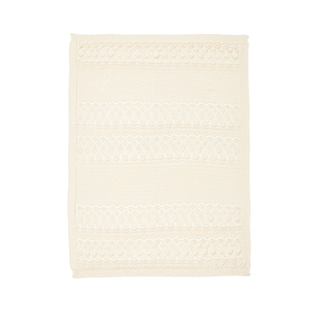 Pointelle Baby Knit Throw - GOTS - Off White