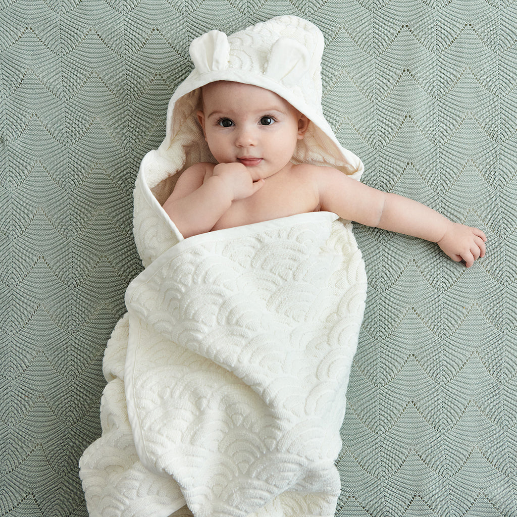 serviette de bain, Bébé, capuche avec oreilles - GOTS Pétrole