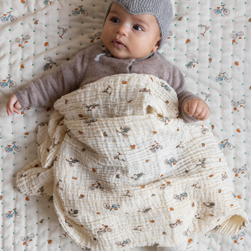 Muslin Baby Blanket - GOTS - Bicycles