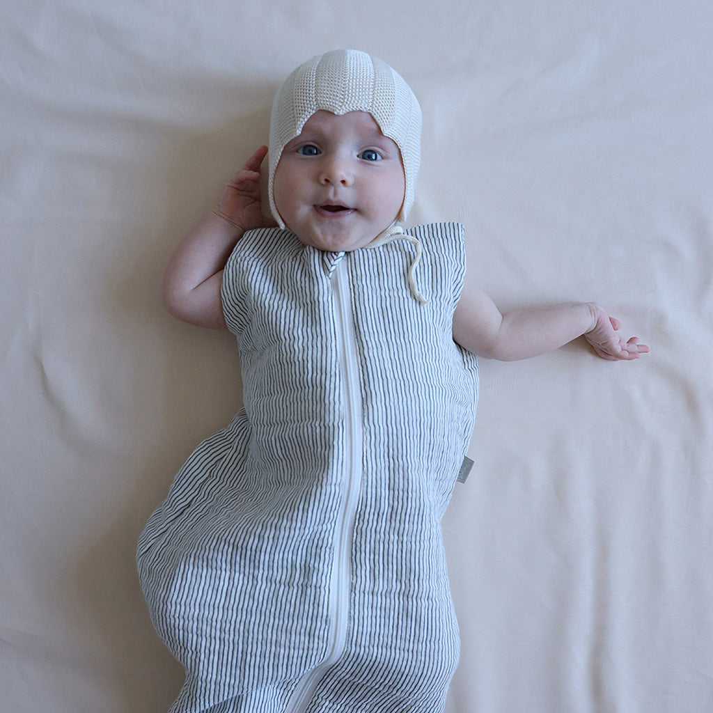 Musselin-Schlafsack 6–18 Monate – GOTS Classic Stripes Blue