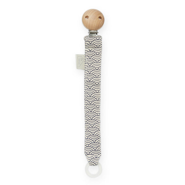 Natural Beech Wood Baby Pacifier Holder Clips, with Iron Clips, Half Round,  Platinum, Tan, 44.5x30x17.5mm, Hole: 7x3mm, Half Round: 30mm