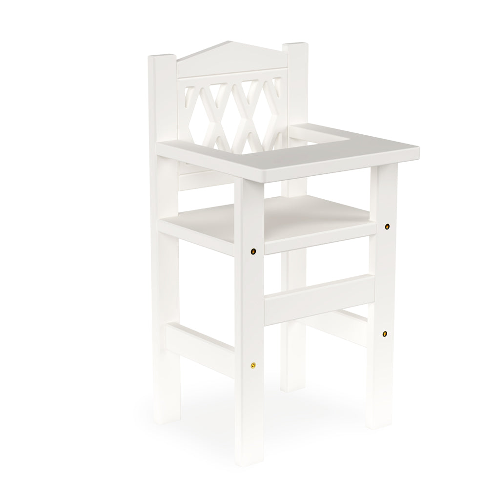 white wooden doll high chair