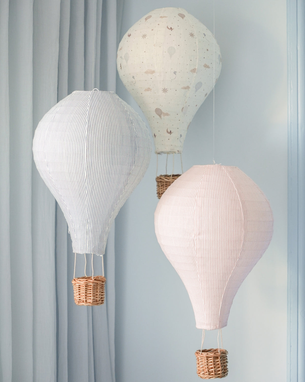 Lamp Shade, Hot Air Balloon - Classic Stripes Blue