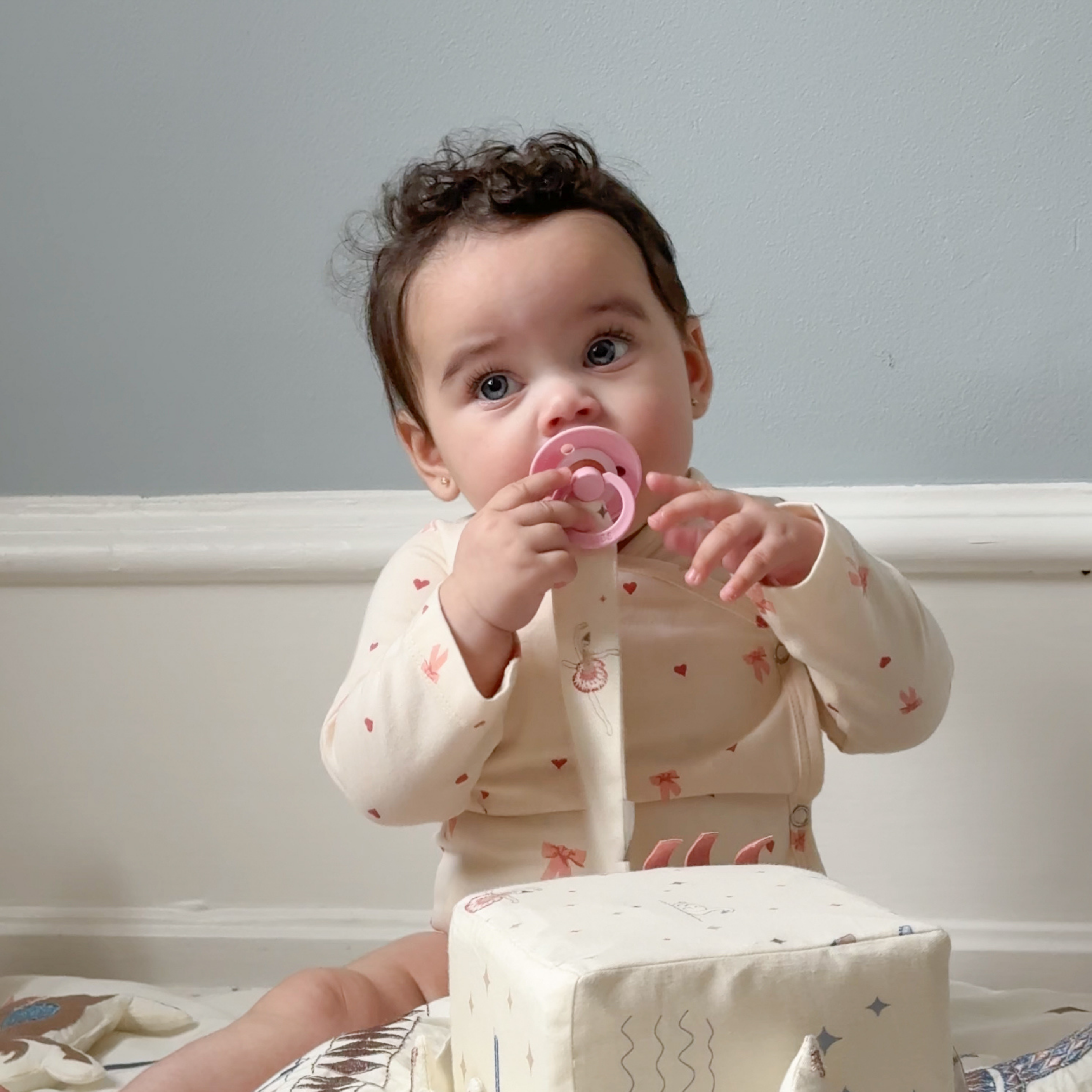 Embroidered Pacifier Holder - GOTS - Ballerina