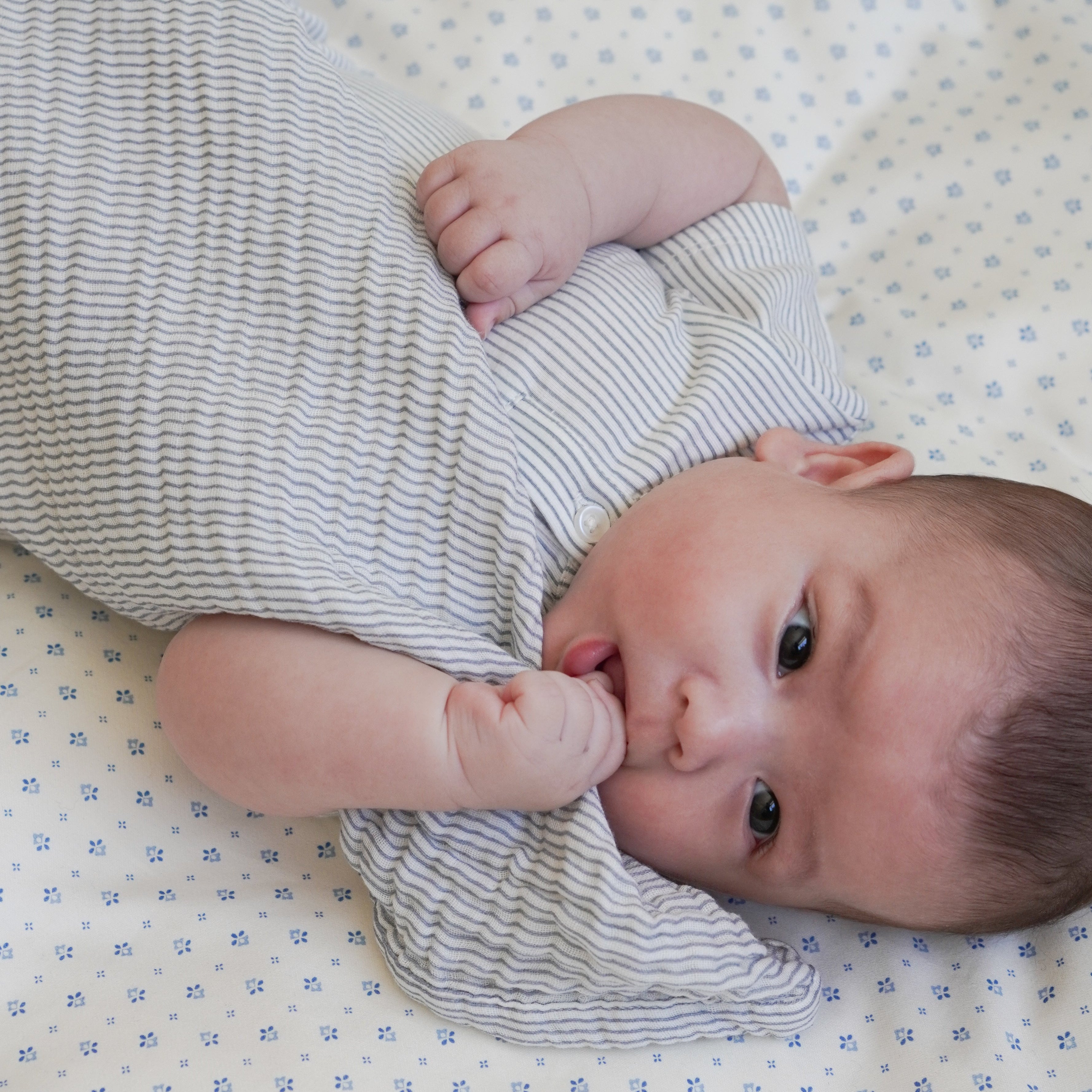 Muslin Baby Blanket - GOTS Classic Stripes Blue