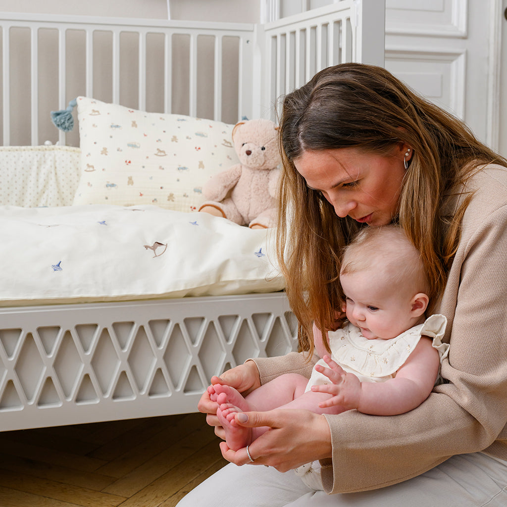 Embroidered Baby Bedding Set, 70x100cm - GOTS - Vintage Toys