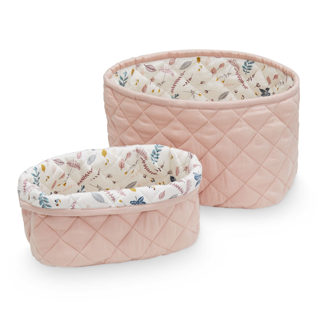 Quilted Storage Basket - Set of Two - OCS Blossom Pink