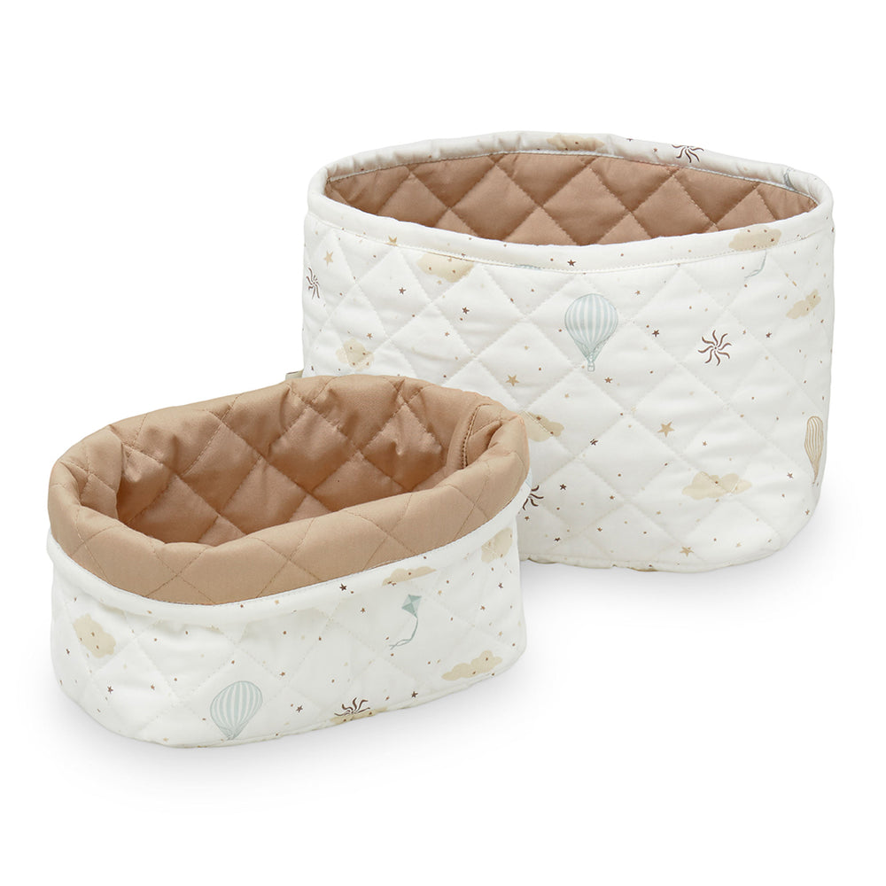 Quilted Storage Basket, Set of Two - OCS Classic Stripes Camel/ Camel main image 0