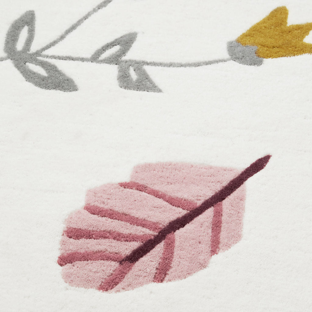 Runder Wollteppich – Rose mit gepressten Blättern