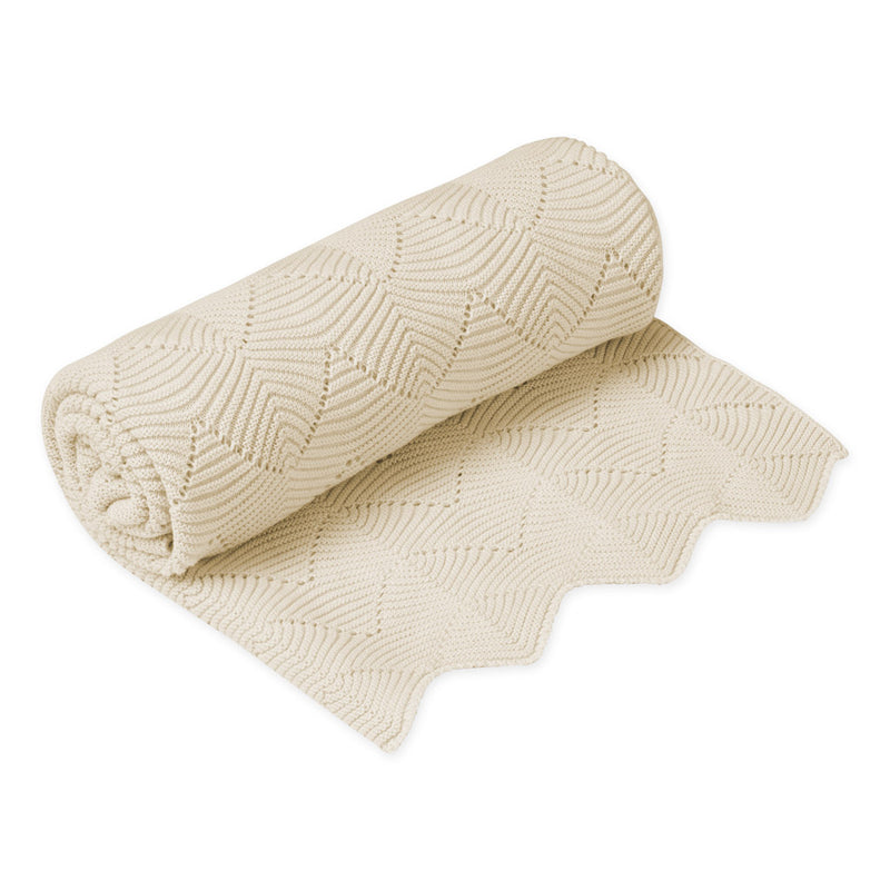 Scallop Knit Blanket - GOTS Natural