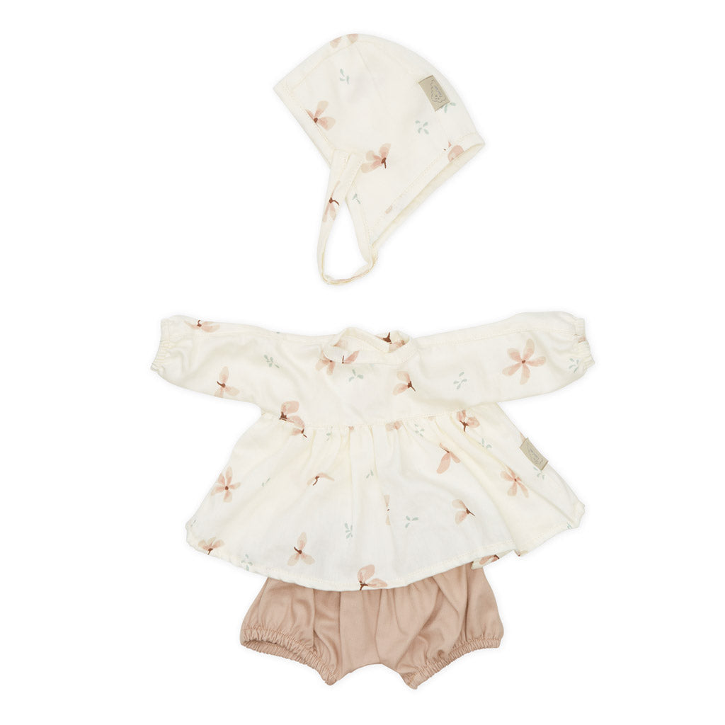 Doll's Clothing Set & Bonnet - GOTS Windflower Creme